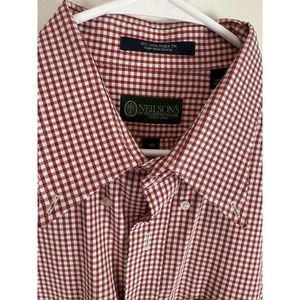 Mens Neilson Red Gingham Long Sleeved Button Up Dress Shirt XXL